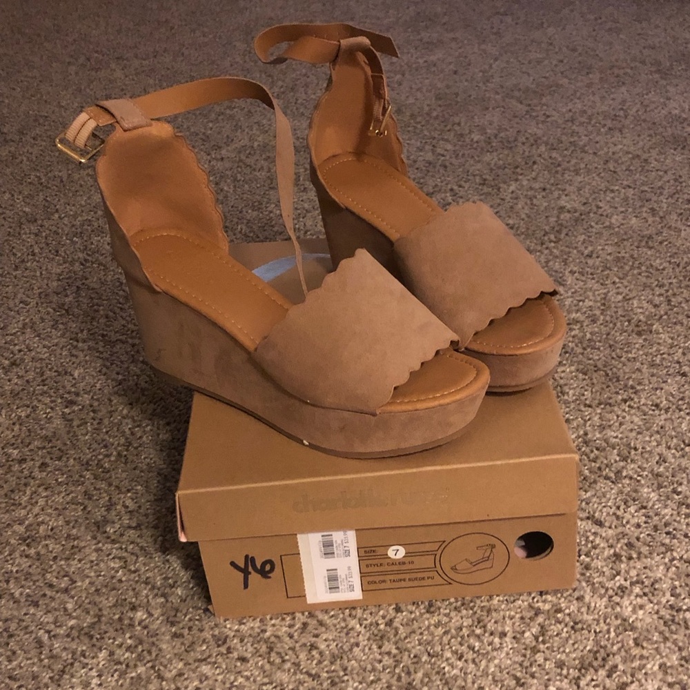 Tan platform wedges